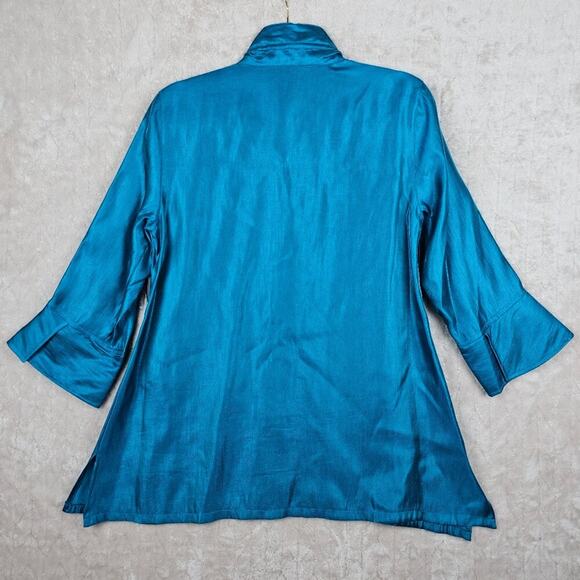 Ali Miles Button Up Shirt Small Blouse Modern Classic Timeless Blue Preppy - Picture 7 of 9
